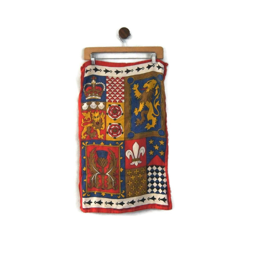 Vintage Regalia Irish Linen Tea Towel Heraldic Towel Coat of Arms by Ulster Made